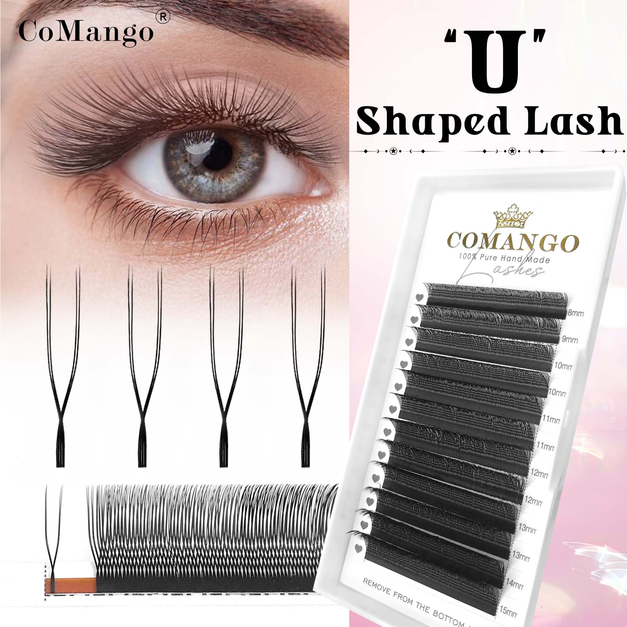 Eyelash Extension Volume Styles - CoMango Cílios de flores paralelas em