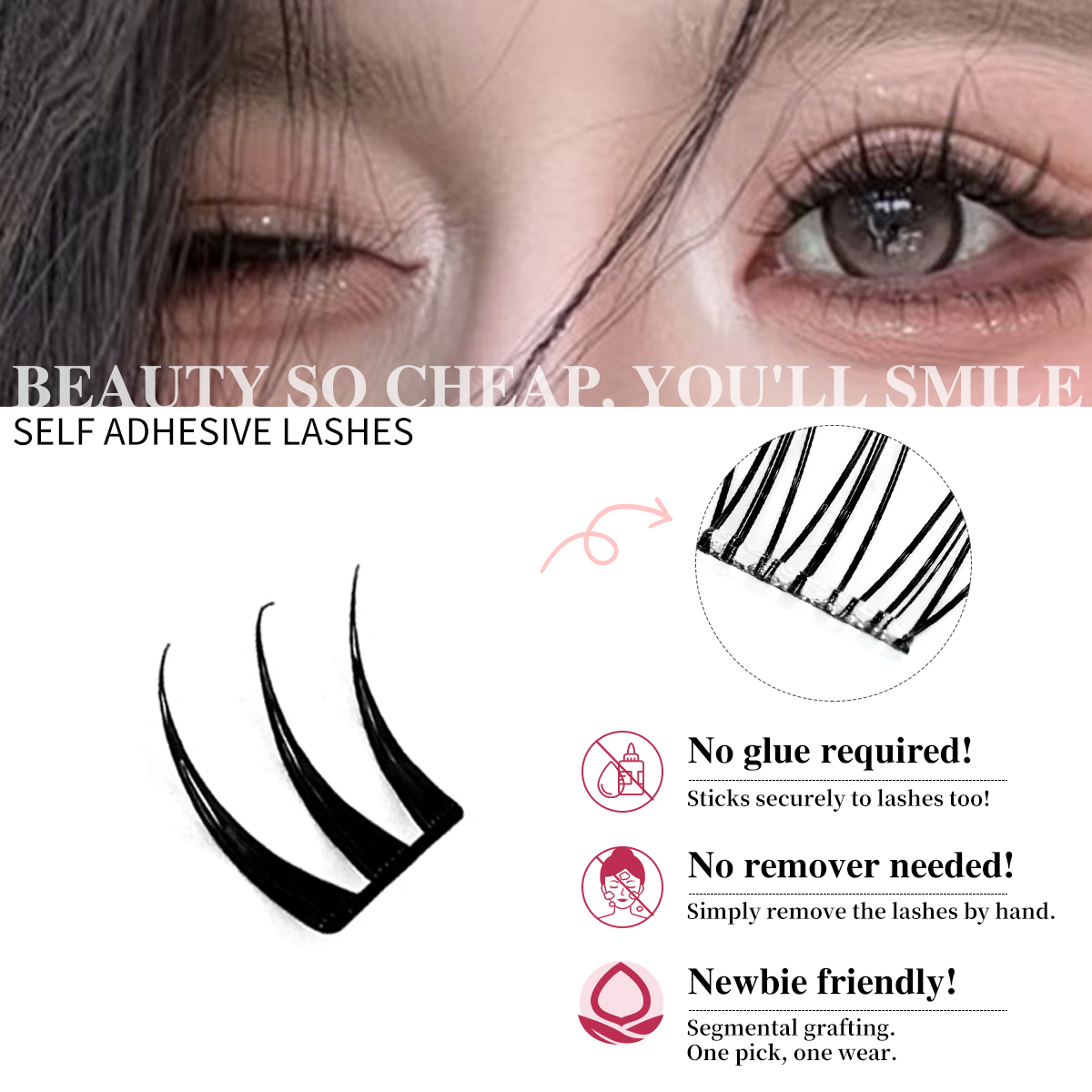 Clusters de cílios sem cola, f - Eyelash Extension Menu avaliação e preço